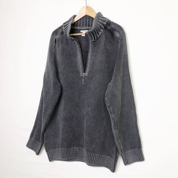 Carbon2Cobalt Gray chunky 3/4 zip pull over sweater - Picture 4 of 10